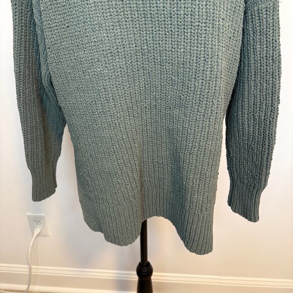 Aerie Mock Neck Chenille Split Side Sweater In Green Size Medium - Picture 13 of 15